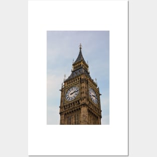 Big Ben against blue and cloudy sky Posters and Art